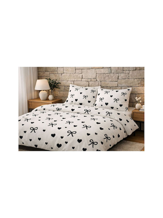 SteweHome Cotton Duvet Cover Set 200x220cm Double With 2 Pillowcases White