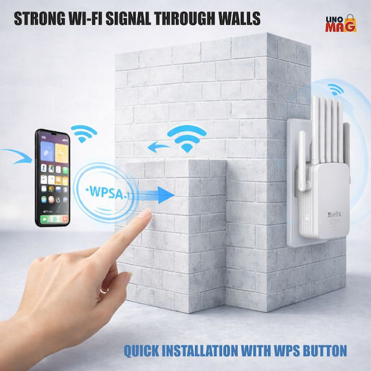 Linomag WiFi Extender Dual Band (2.4 & 5GHz) 1200Mbps με 2 Ethernet