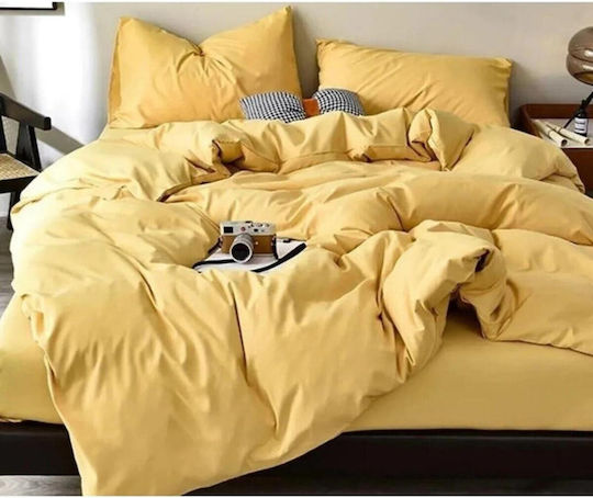 SteweHome Cotton Duvet Cover Set 200x200cm Double With 2 Pillowcases Cotton Jersey
