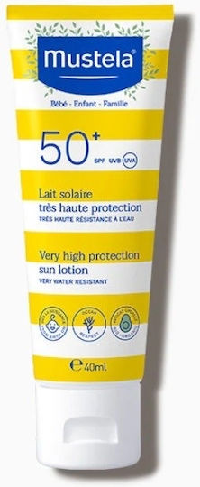 Mustela Family Sun Kissed SPF50 Waterproof Infant Sunscreen Set Emulsion 40ml & Hydra-Bebe Facial Cream Moisturizing Cream 40ml & FREE Beach Towel