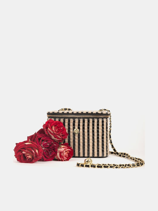 Mini Straw Bag Striped Size One Size Beige