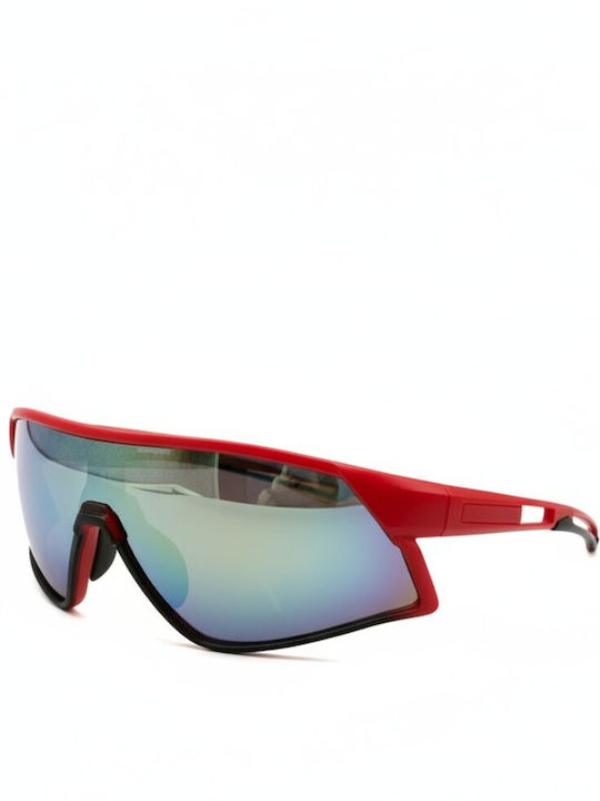 V-store Unisex Sonnenbrillen mit Roter Horn umrandeter Rahmen und Blauen Polarisiert Gläsern