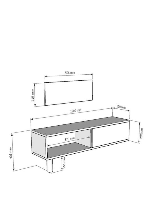 TV-Ständer Gold M120xP30xH15cm