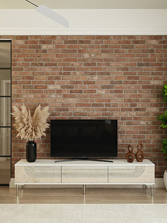 TV Stand Made of Wood & Gold Glass L180xD30xH41cm