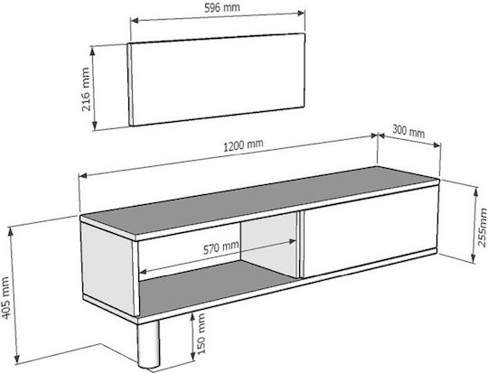 Έπιπλο Τηλεόρασης Μαύρο Μ120xΠ30xΥ41cm