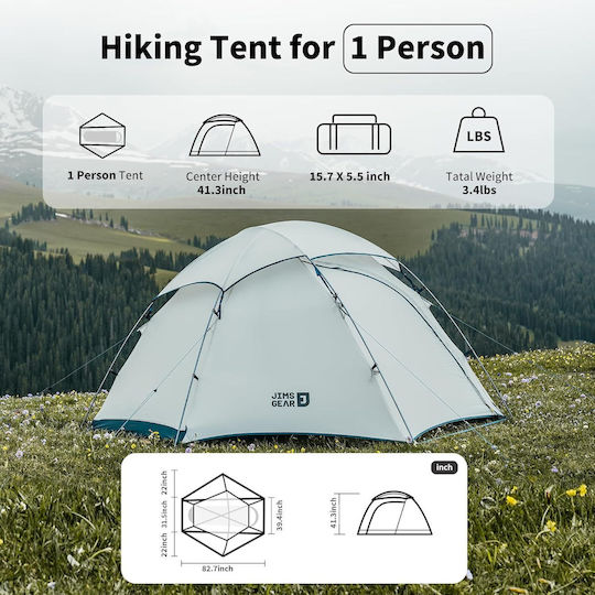 Naturehike Jim's Gear Bealock 1 Camping Tent Mountaineering White 4 Seasons for 1 Person Waterproof 3000mm 210x120x115cm