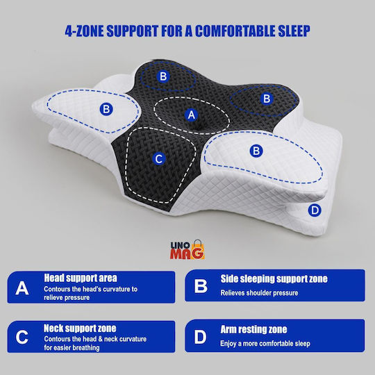 Linomag Ортопедична възглавница с Memory Foam 62x41x8см в Бял цвят