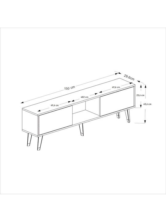 Blue TV Stand L150xD30xH46cm