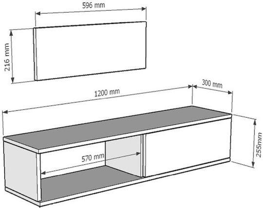 Έπιπλο Τηλεόρασης Χρυσό Μ120xΠ30xΥ26cm