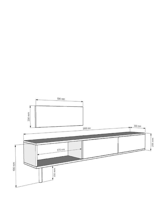 Έπιπλο Τηλεόρασης Χρυσό Μ180xΠ30xΥ41cm