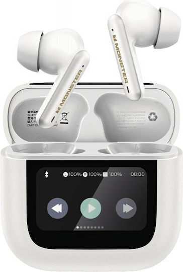 Monster TH300 In-ear Casti Bluetooth Handsfree cu Husă de Încărcare Albe