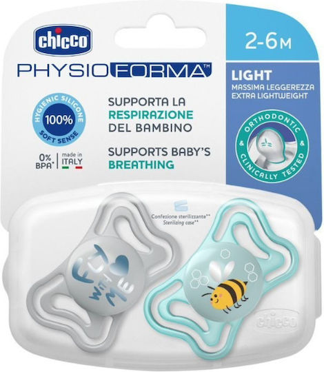 Chicco Physio Forma Light Schnuller Silikon Grau für 2-6 Monate 2 Stück
