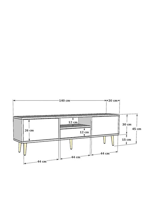Multicolour TV Stand L140xD30xH45cm