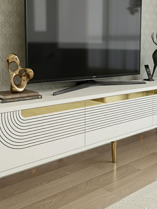 TV Stand Made of Wood & Gold Glass L180xD30xH41cm