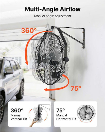 Vevor Ανεμιστήρας Τοίχου 80W Διαμέτρου 45cm Χάλκινος
