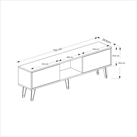 Έπιπλο Τηλεόρασης Μπλε Μ150xΠ30xΥ46cm