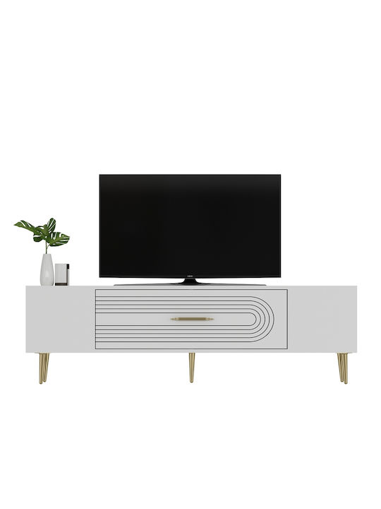 TV Stand Made of Metal & Wood Gold L150xD30xH48cm