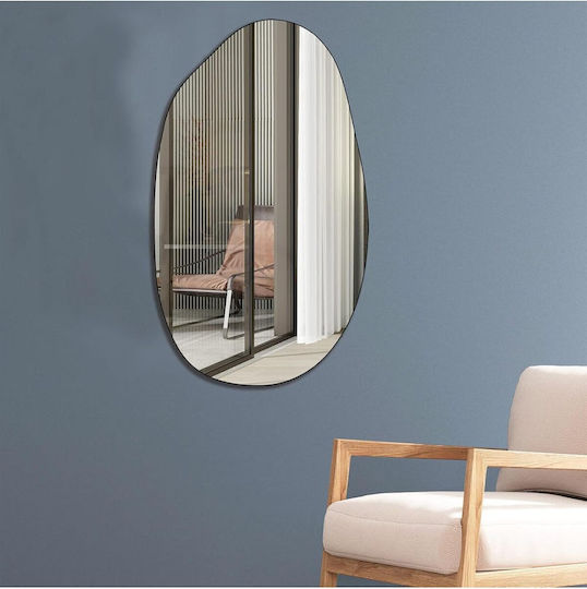 SteweHome Asymmetrical Wall Mirror with Wooden Frame 70x40cm
