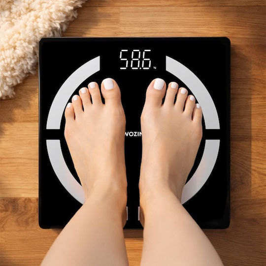 Wozinsky Intelligente Badezimmerwaage 180kg mit Körperfettmessung & Bluetooth Schwarze WIWL-30