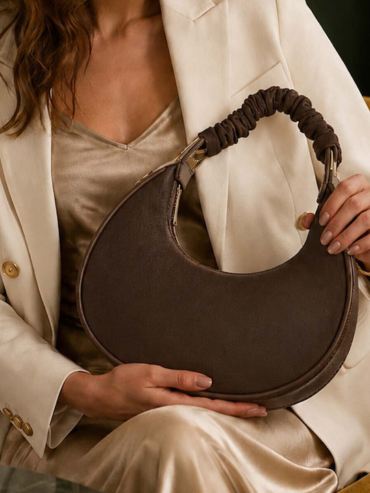 Gallantry Women Hobo Handbag Ruched Handle Elegant Shoulder Strap Dark Brown
