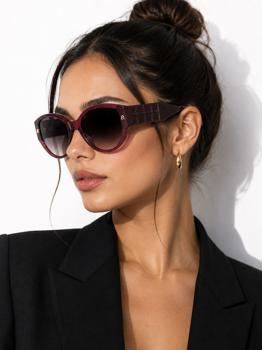 Furla Women’s Sunglasses with Brown Horn-Rimmed Frame and Brown Lens SFU784 0AFD