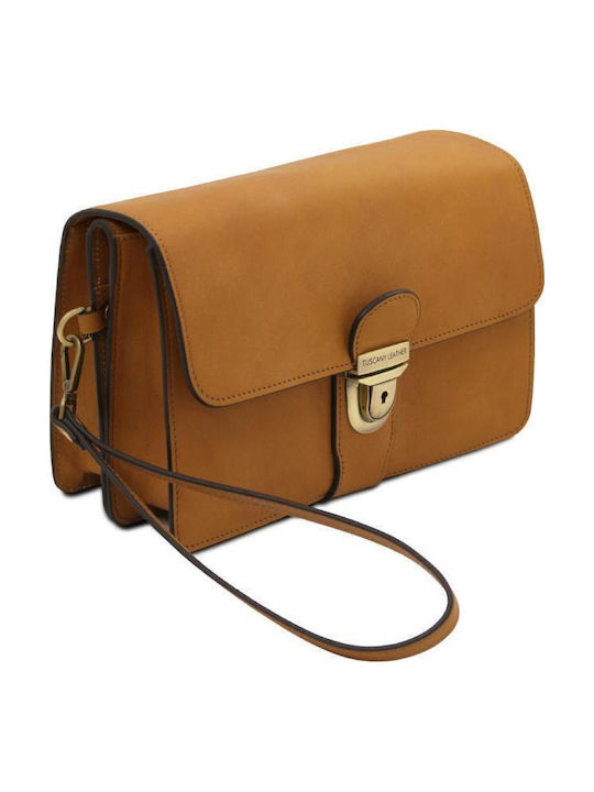 Leather Men's Handbag Beige