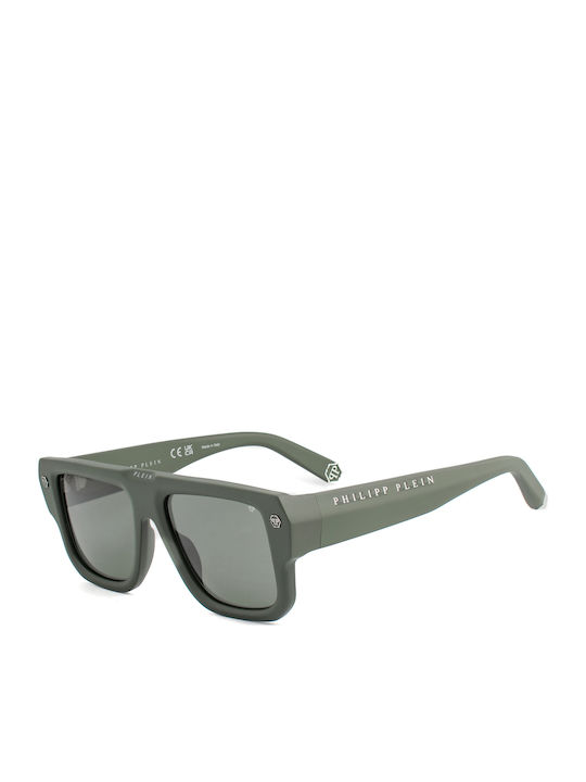 Philipp Plein Men's Sunglasses with Green Horn-Rimmed Frame and Green Lens SPP179-550Z29