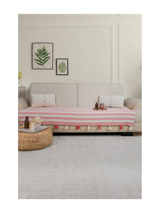 SteweHome Armchair Throw 115x201cm Couch Throw With Pom Poms