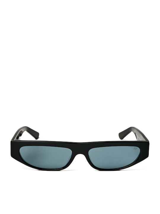 AV Sunglasses Damen Sonnenbrillen mit Blauem Horn umrandetem Rahmen und Blauen Gläser