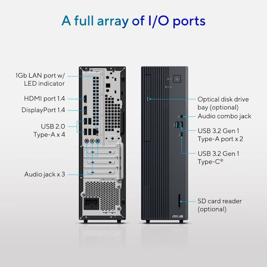 Asus ExpertCenter P500 SFF SFF Настолен Компютър (5-210H/16GB DDR5/512GB SSD/W11 Pro)