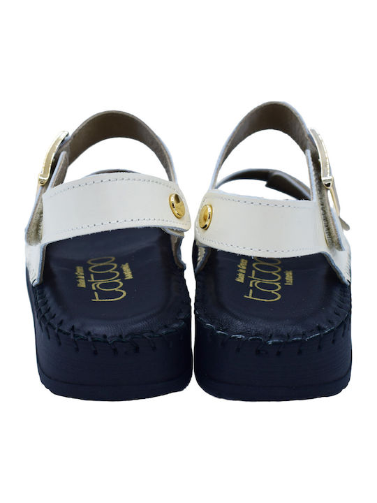 Leather Women's Flat Sandals White
