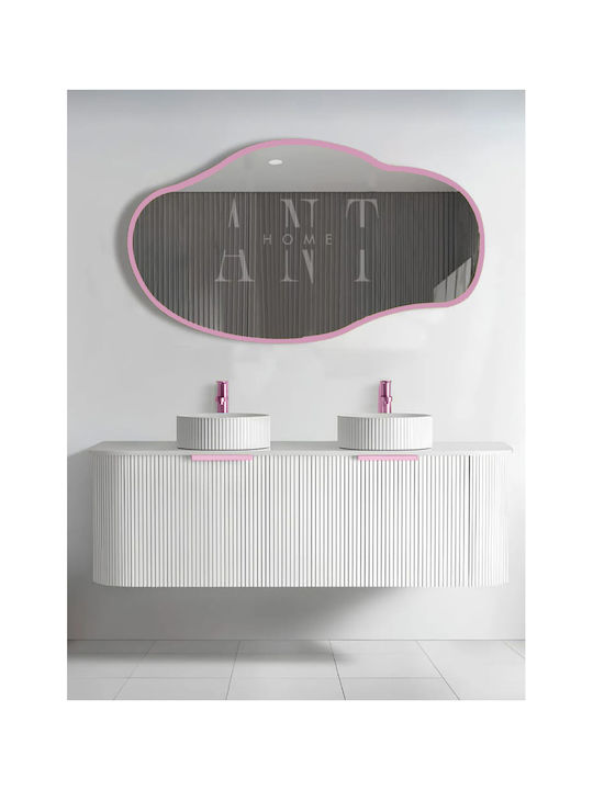 SteweHome Bathroom Mirror Made of MDF 75x40cm Pink