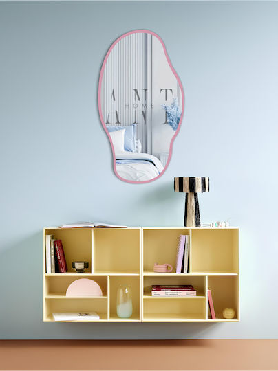 SteweHome Asymmetrical Bathroom Mirror from MDF 75x40cm Pink