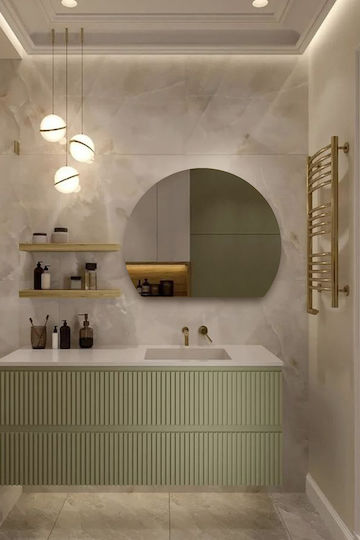 SteweHome Bathroom Mirror Made of Metal 84x99cm Gray