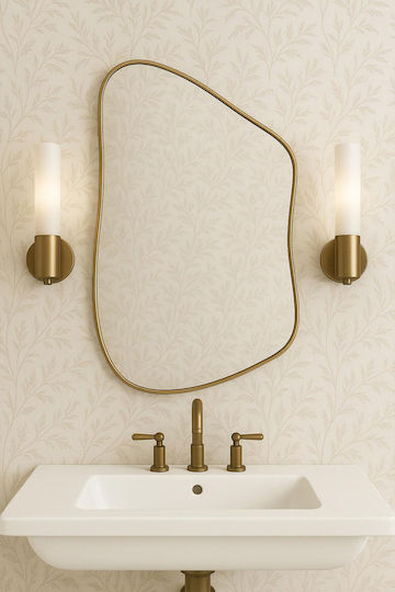 SteweHome Asymmetrical Bathroom Mirror Made of Metal 70x90cm Bronze