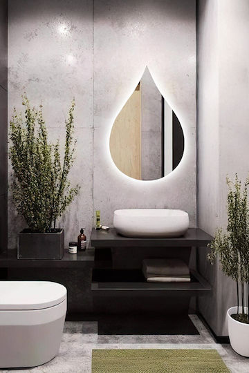 SteweHome Огледало за баня LED от MDF 100x65cm Бял