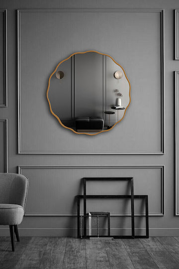 SteweHome Asymmetrical Bathroom Mirror 80x80cm Gold