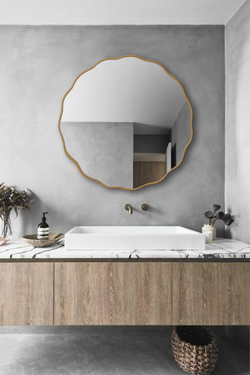 SteweHome Asymmetrical Bathroom Mirror 80x80cm Gold