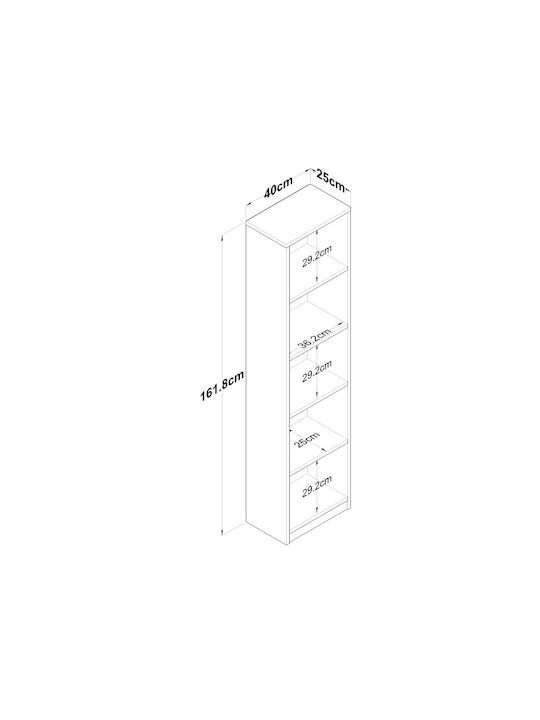 Weißes Bücherregal 40x25x161,8cm