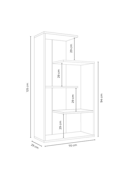 Multicolour Bookcase 70x29x125cm