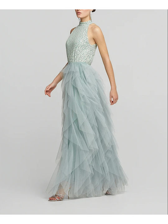 Maxi Dress for Wedding Christening with Lace Mint