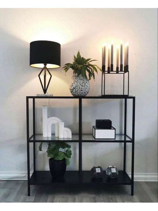 Metal Console Table with Glass Top Transparent L80xW30xH90cm