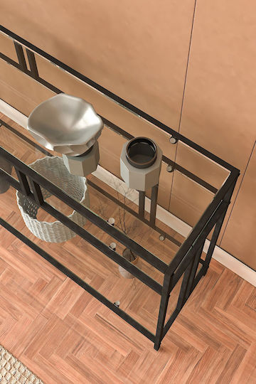 SteweHome Konsolentisch aus Holz und Metall Transparent M110xB78xH78cm SteweHome Konsolentisch aus Holz und Metall Transparent M110xB78xH78cm