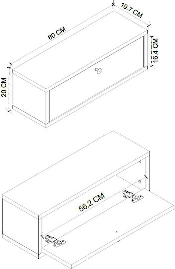 Κονσόλα από Ξύλο & Γυαλί Λευκή Μ60xΠ20xΥ20εκ.