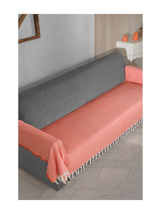 SteweHome Three-Seater Sofa Throw 115x300cm Orange