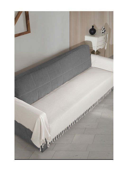 SteweHome Three-Seater Sofa Throw 115x300cm Ecru