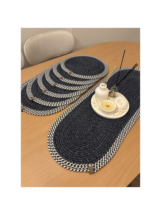 SteweHome Wicker Blue Placemats 80x30cm 6 Pieces