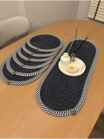 SteweHome Wicker Blue Placemats 80x30cm 6 Pieces