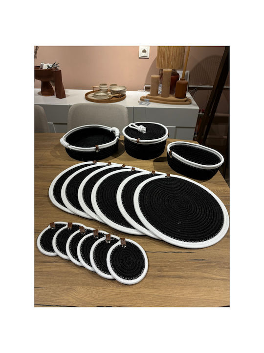 SteweHome Black Wicker Placemats 33x33cm 15 Pieces