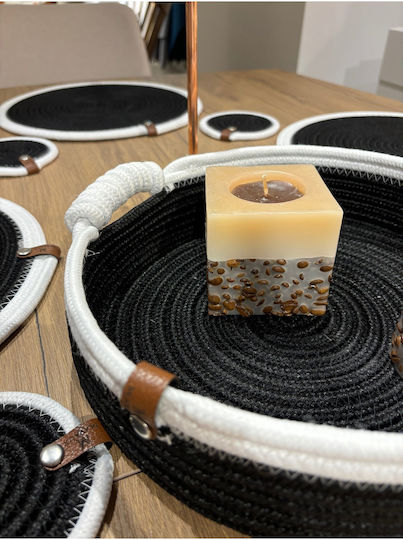 SteweHome Black Wicker Placemats 33x33cm 15 Pieces